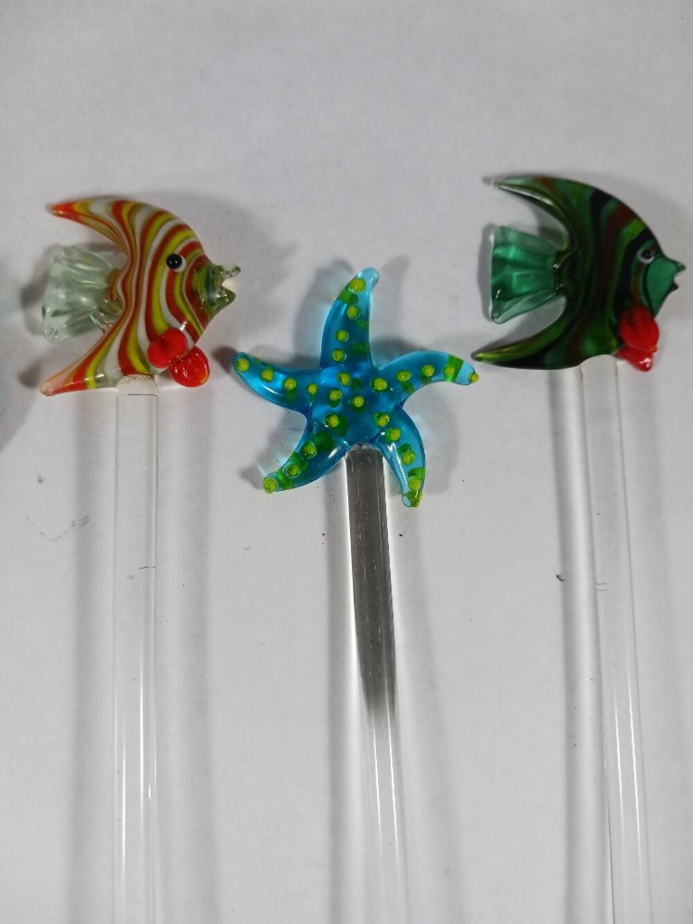 5pcs Vintage Murano Style Tropical Sea Life Glass Cocktail Swizzle Sticks - Picture 4 of 10